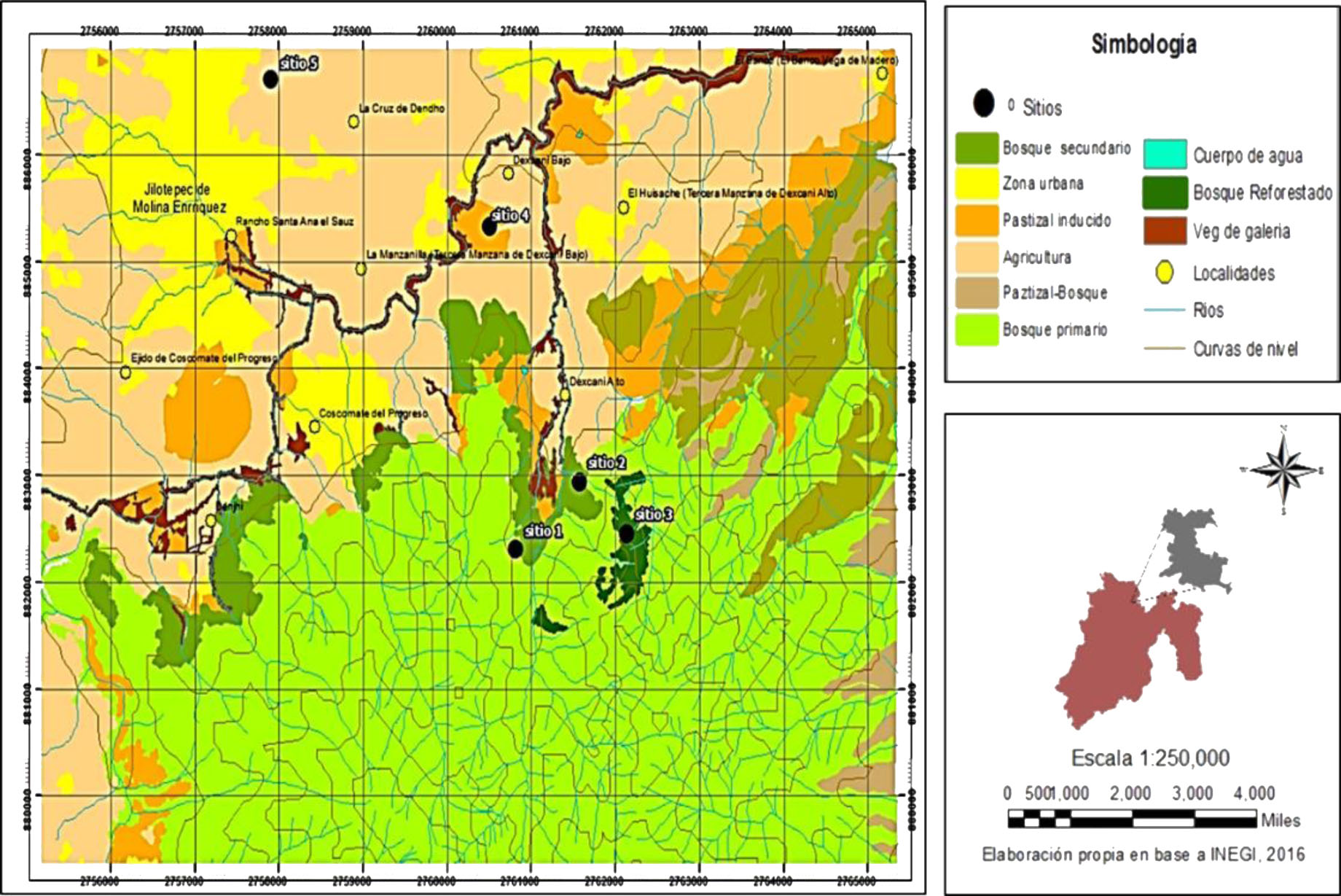 Ubicación geográfica de los sitios de estudio