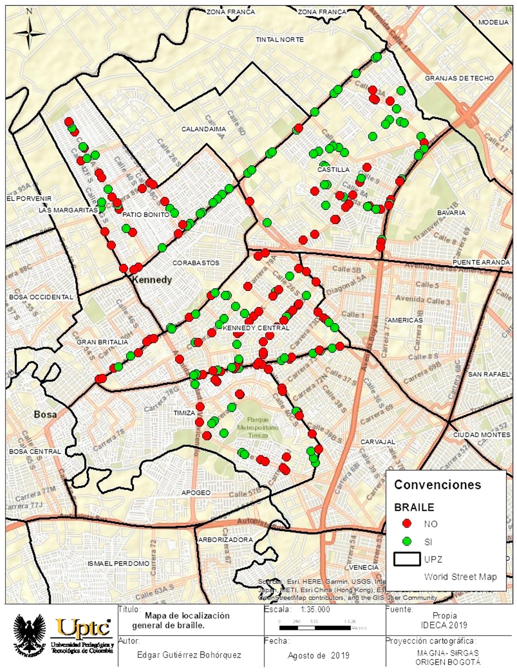 Mapa de localización general de braille