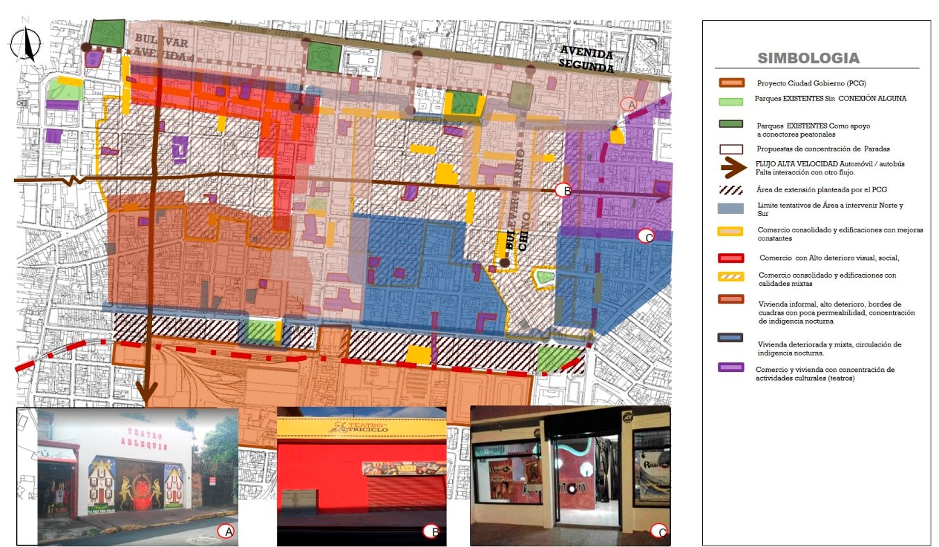 San José: zonas homogéneas del análisis de la zona de estudio, 2017