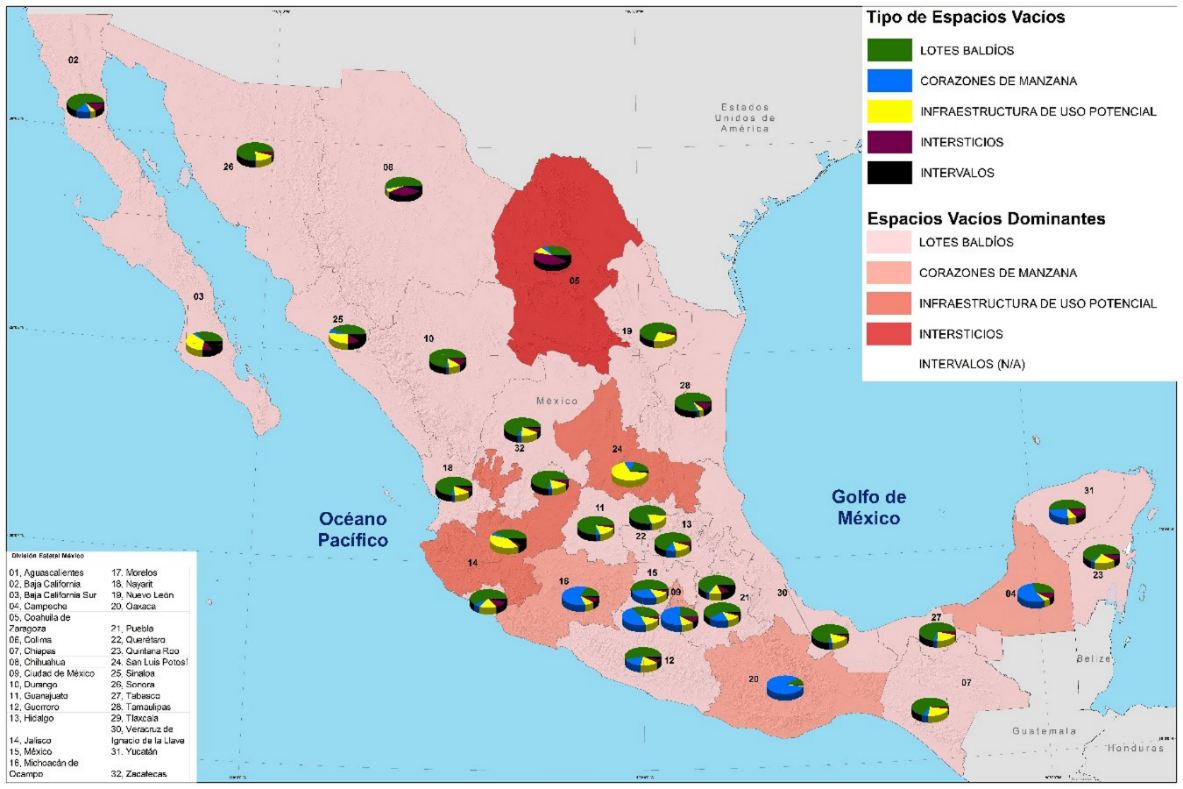 Distribución y dominancia por tipo de vacíos urbanos en México