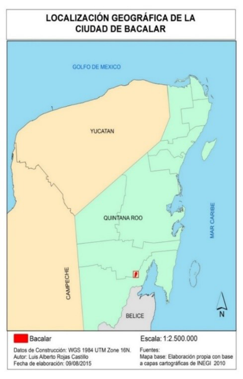 Localización de la ciudad de Bacalar