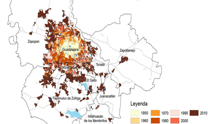 Proceso de expansión urbana del Área Metropolitana de Guadalajara (1970-2010)