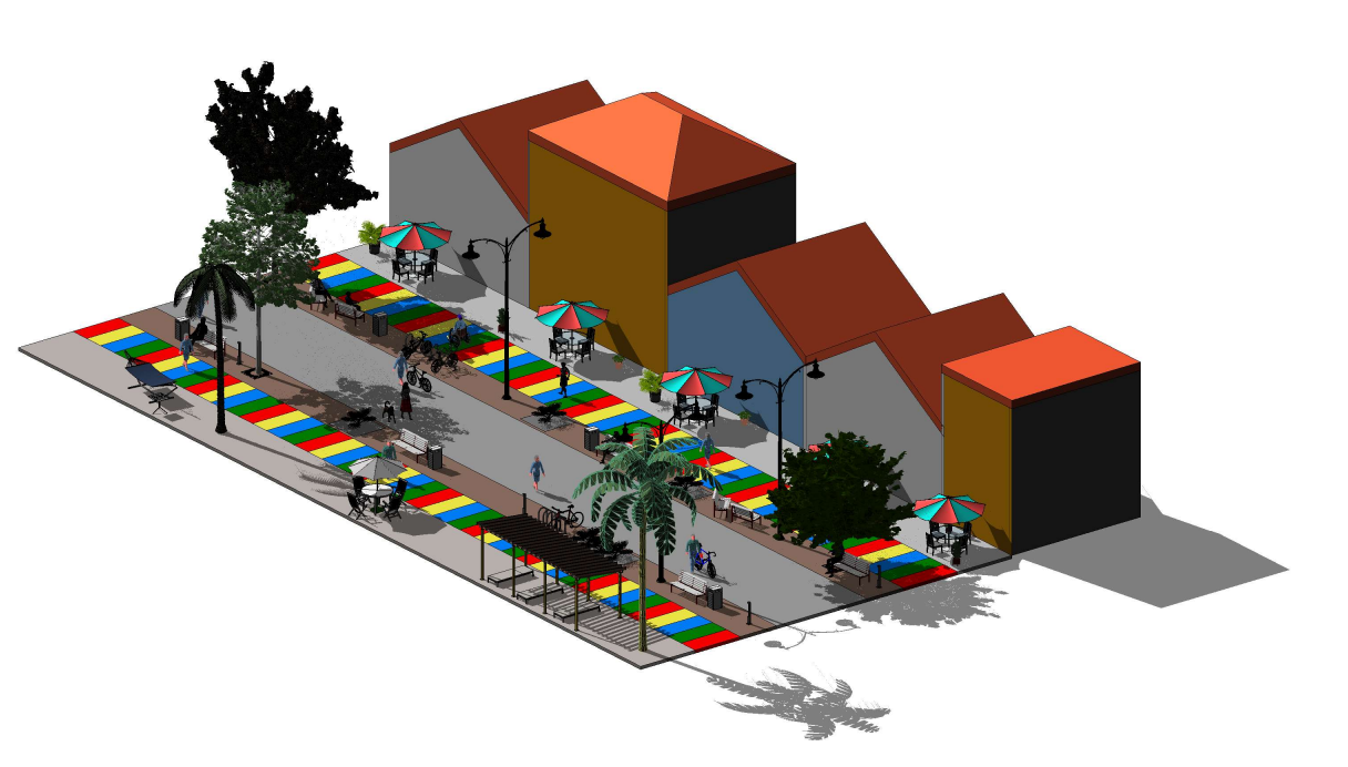 Modelado de la propuesta de intervención para la calle de El Paseo de Los Turistas