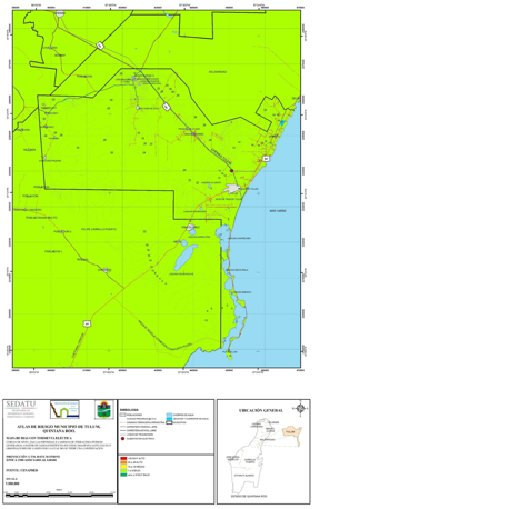 Ejemplificación de cartografía en documentos de planificación y atlas de riesgo en municipios de Quintana Roo
