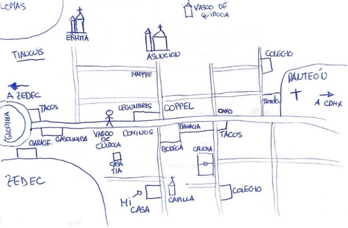 Croquis Santa Fe según residente del pueblo de Santa Fe