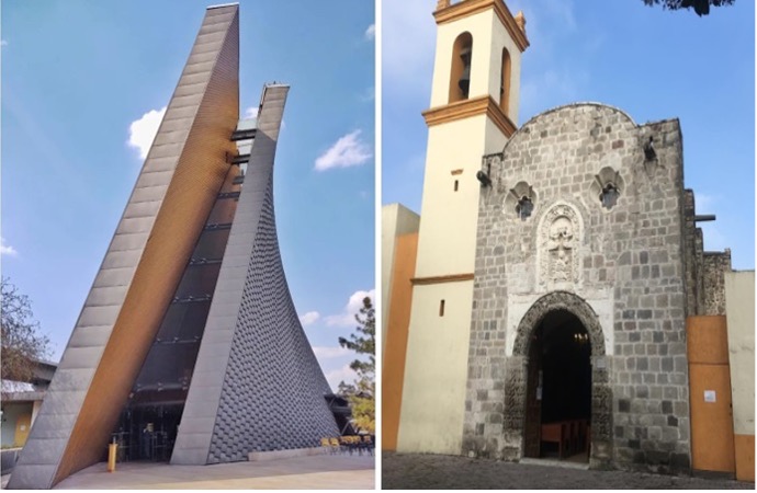 Exteriores Parroquia de la Asunción de María en Santa Fe pueblo y San José María Escrivá en el ZEDEC de Santa Fe