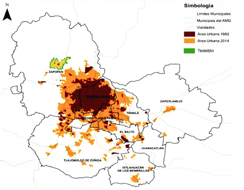 Expansión del Área Metropolitana de Guadalajara 1982-2014