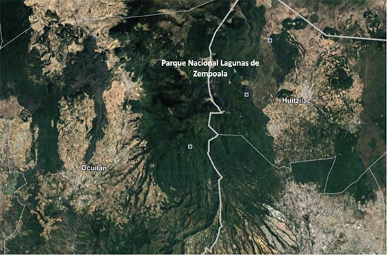 Ubicación de los municipios de Huitzilac y Ocuilan