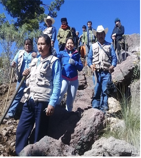 Grupo Ecoturístico Tlahuica con turistas en la búsqueda de hongos silvestres