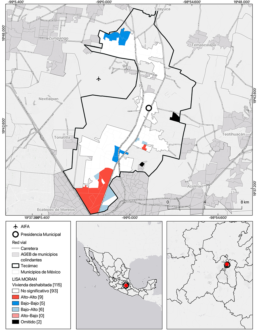 Índice Local de Moran, Vivienda deshabitada 2020