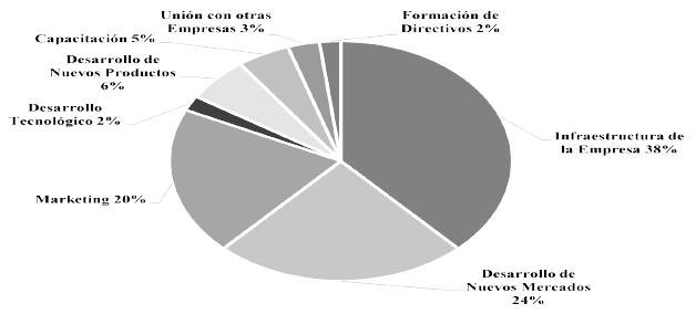 Percepción de
las empresas respecto de las inversiones para la competitividad empresarial (en porcentaje)
